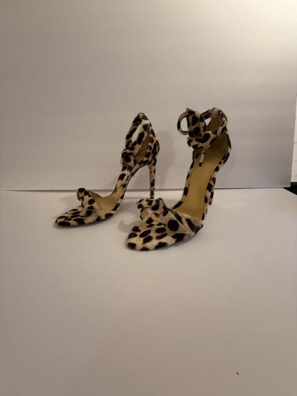 Alexandre Birman Clarita Real calf  Fur Leopard Print High Heel Sandals